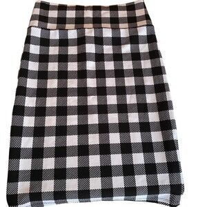 LuLaRoe Cassie Skirt Black White Buffalo Plaid XS Stretchy